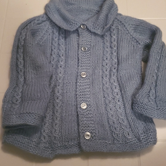 Handmade knitted infant sweater and hat - Picture 2 of 5